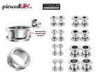 Titanium Steel Ear Tunnel Plug: Threaded Body Piercing (12g-00g, Silver Black