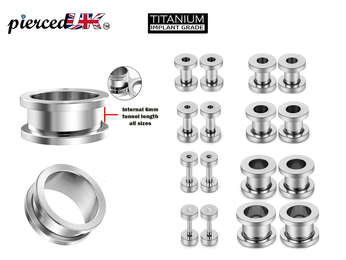 Titanium Steel Ear Tunnel Plug: Threaded Body Piercing (12g-00g, Silver Black