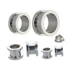 Titanium Steel Ear Tunnel Plug: Threaded Body Piercing (12g-00g, Silver Black