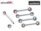 Titanium Multi Stone Barbell: 16g/14g Piercing (6mm-12mm)