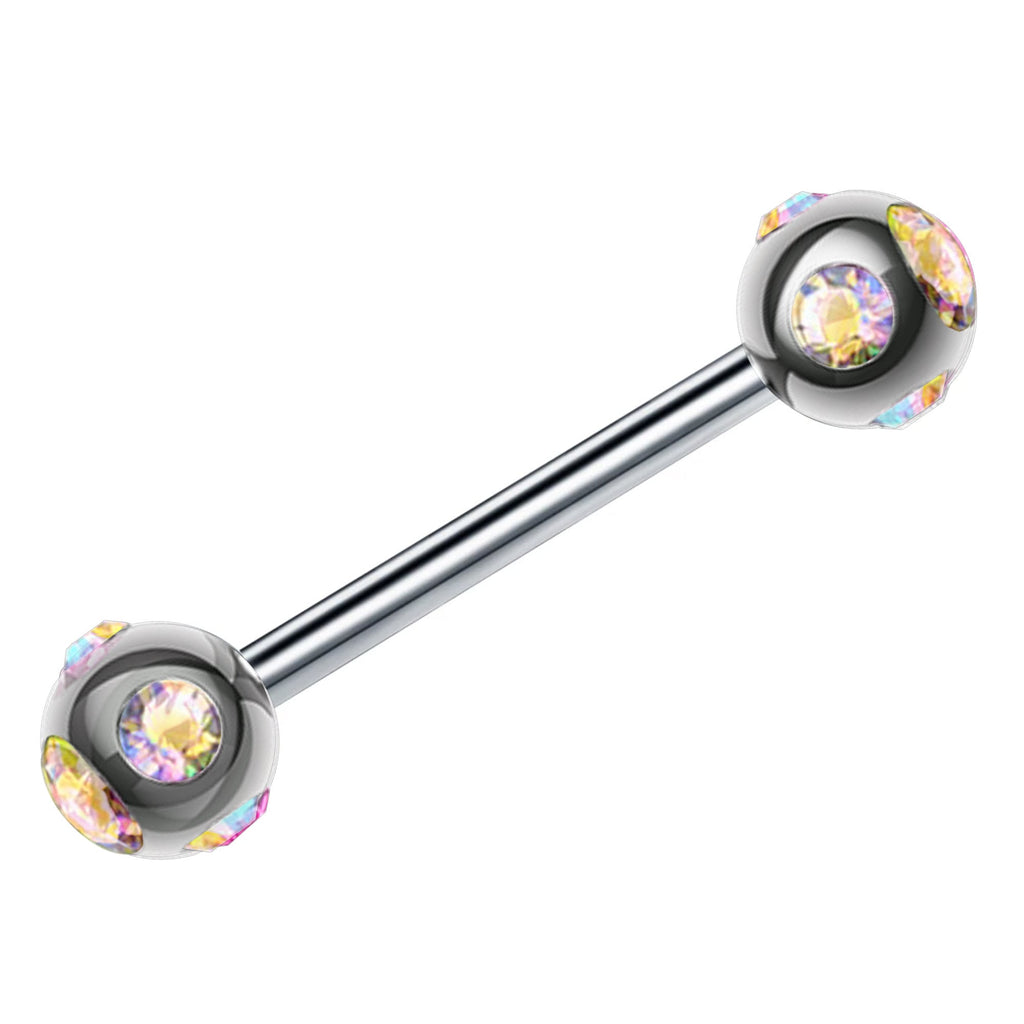 Titanium Multi Stone Barbell: 16g/14g Piercing (6mm-12mm)