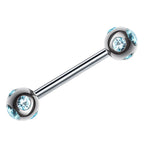 Titanium Multi Stone Barbell: 16g/14g Piercing (6mm-12mm)