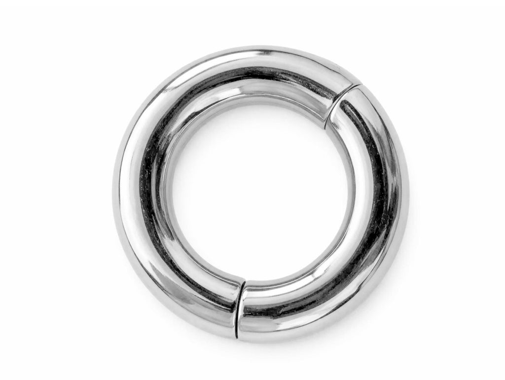 14K White Gold Big Size Hinged Segment Ring: Septum, Nose, Lip, Cartilage Piercing