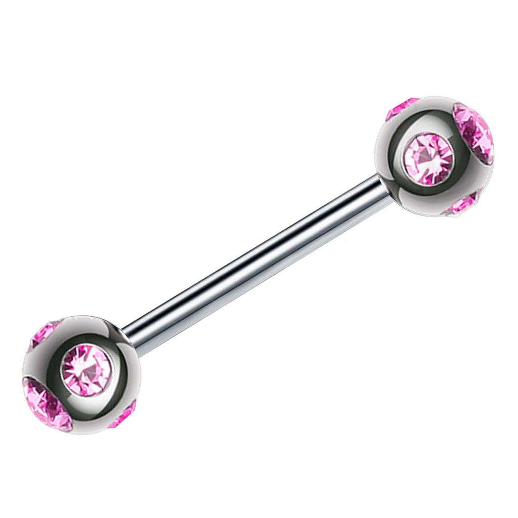 Titanium Multi Stone Barbell: 16g/14g Piercing (6mm-12mm)