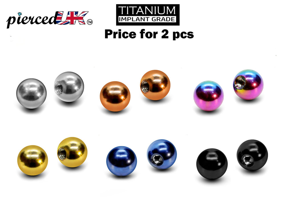 Titanium Ball Replacement Piercing Parts: 14g/16g/18g (2pcs)