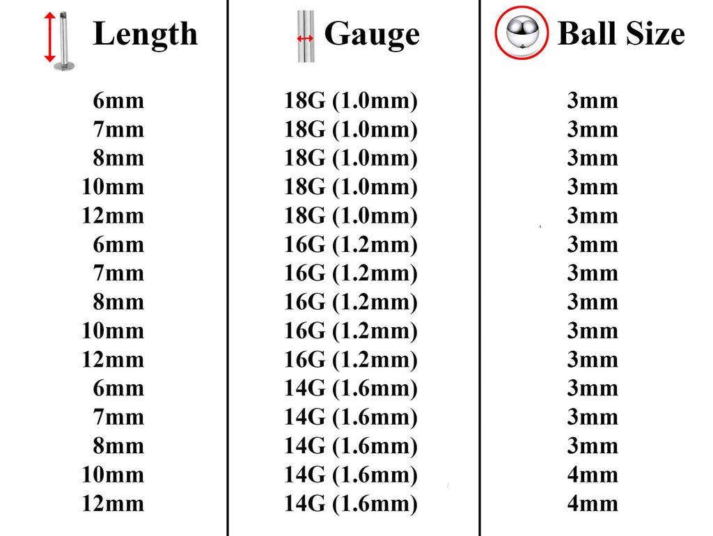 Labret Studs: Surgical Steel Flatback Lip Piercing Jewelry (3pcs)