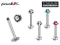 Titanium Labret Stud: Multi Stone Crystal Ball Piercing (16g, 14g)