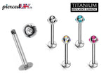Titanium Labret Stud: Multi Stone Crystal Ball Piercing (16g, 14g)