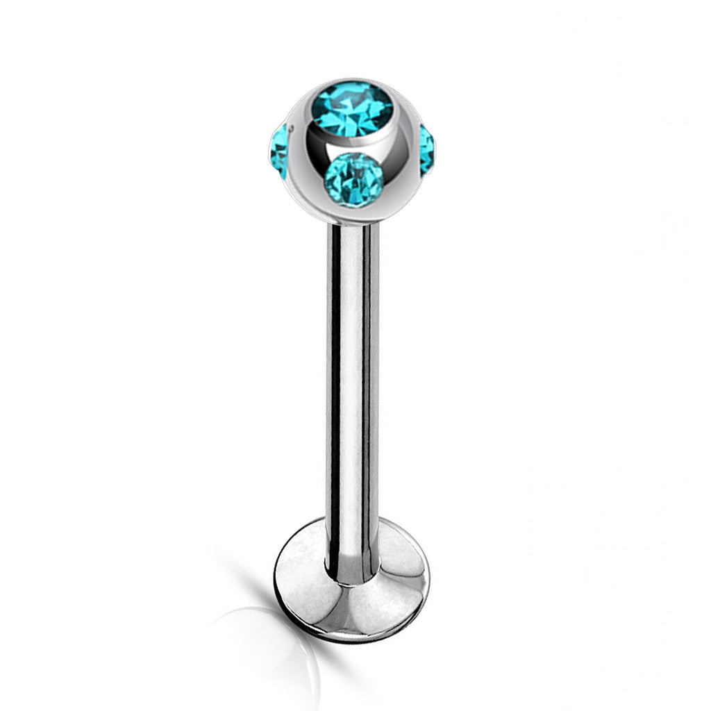 Titanium Labret Stud: Multi Stone Crystal Ball Piercing (16g, 14g)