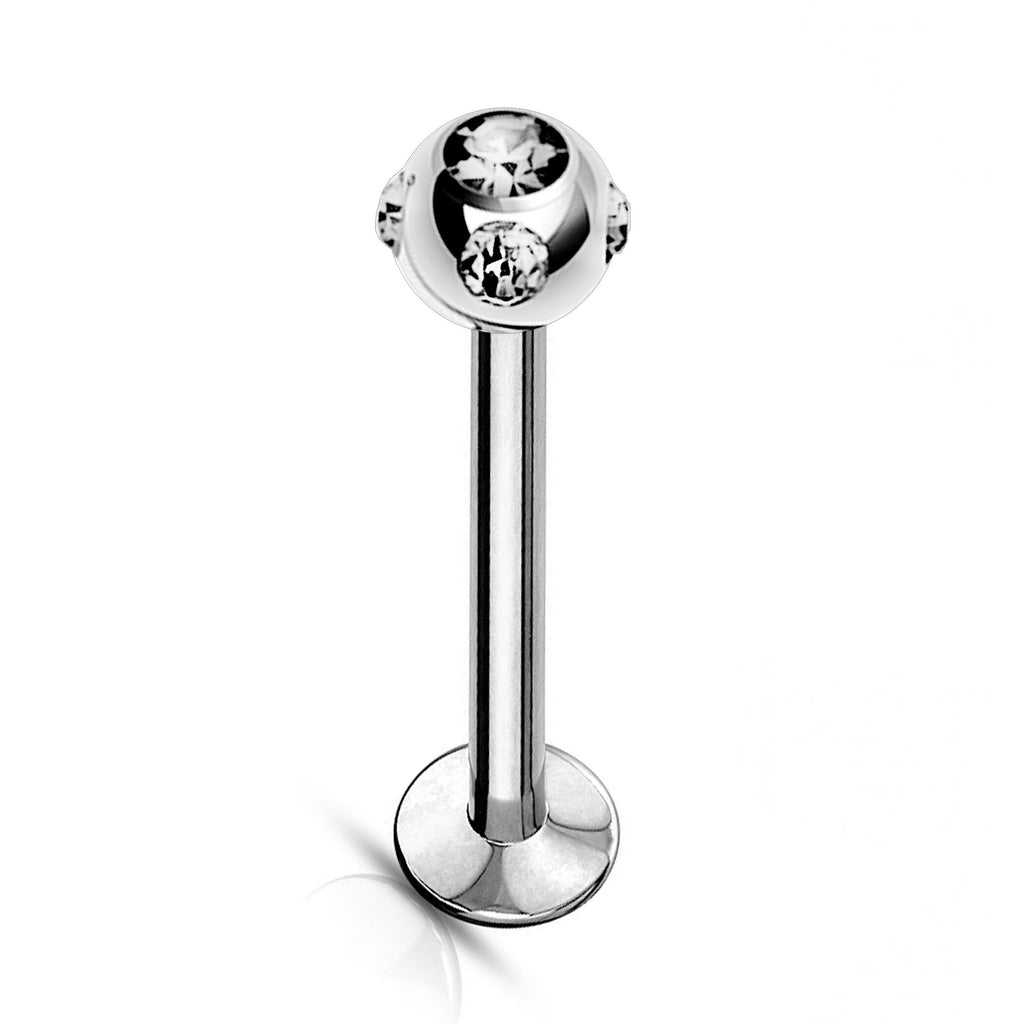 Titanium Labret Stud: Multi Stone Crystal Ball Piercing (16g, 14g)
