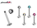 Crystal Ball Labret Stud: 16g Surgical Steel Lip Piercing