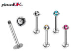 Crystal Ball Labret Stud: 16g Surgical Steel Lip Piercing