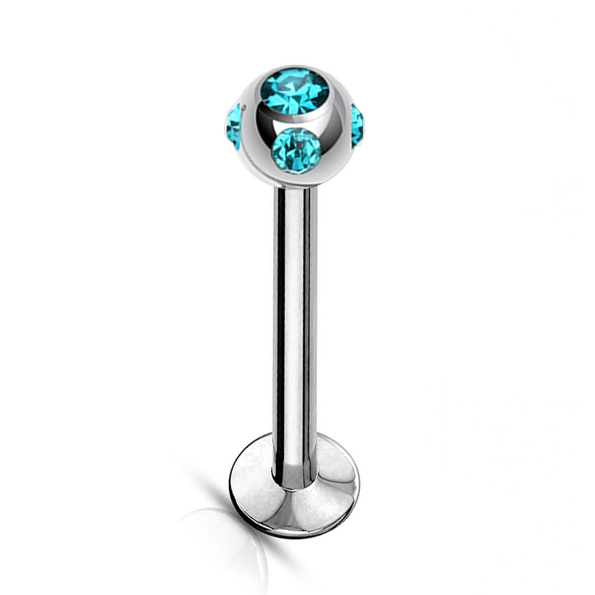 Crystal Ball Labret Stud: 16g Surgical Steel Lip Piercing