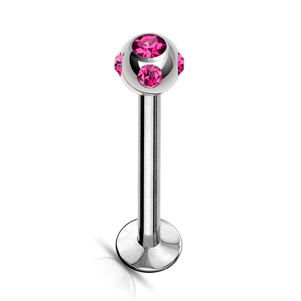 Titanium Labret Stud: Multi Stone Crystal Ball Piercing (16g, 14g)