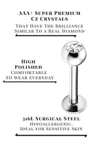 Gem Ball Labret Stud: Surgical Steel Lip Piercing (5pcs)