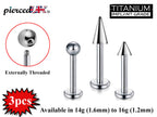 Titanium Labret Stud Set: Spike, Ball, Cone - 14g/16g (3pcs)
