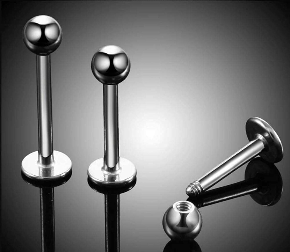 Titanium Labret Stud Set: Spike, Ball, Cone - 14g/16g (3pcs)