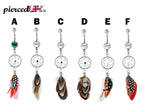 Dreamcatcher Belly Button Ring: Silver Dangle Navel Bar with Bird Feather (14g)