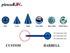 Teal Blue Surgical Steel Barbell Stud: Industrial Piercing (18g, 16g, 14g)
