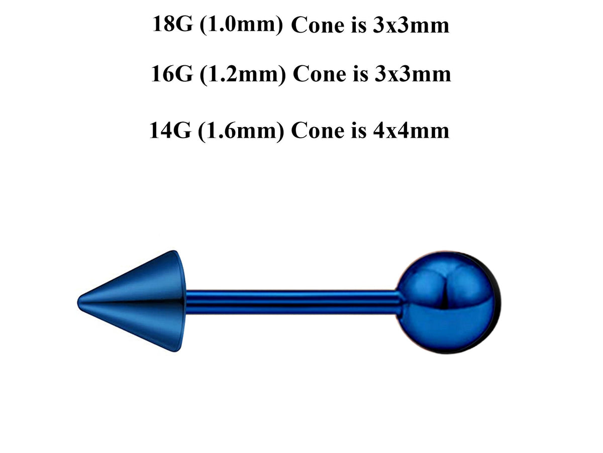 Teal Blue Surgical Steel Barbell Stud: Industrial Piercing (18g, 16g, 14g)