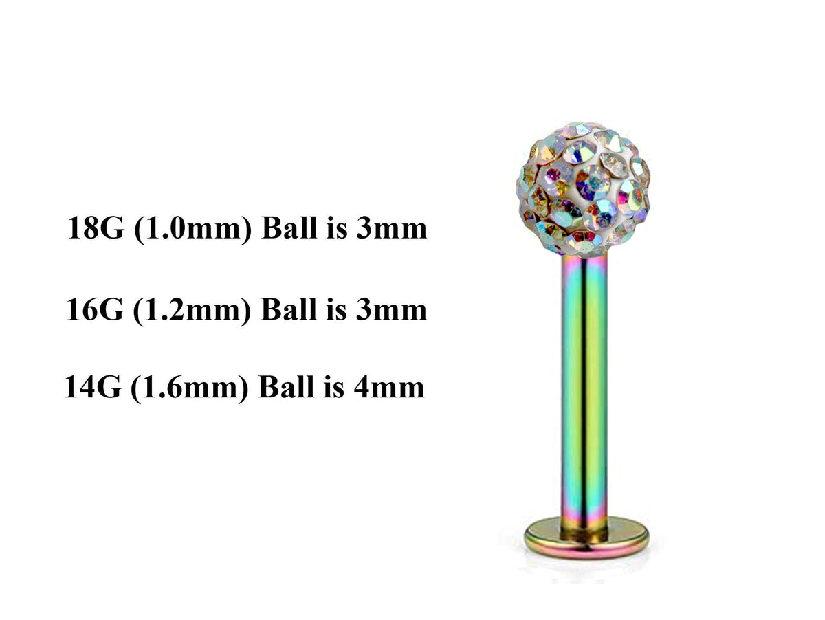 Rainbow Labret Stud: Surgical Steel Lip Piercing (18g, 16g, 14g)