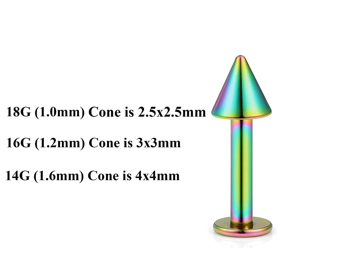 Rainbow Labret Stud: Surgical Steel Lip Piercing (18g, 16g, 14g)