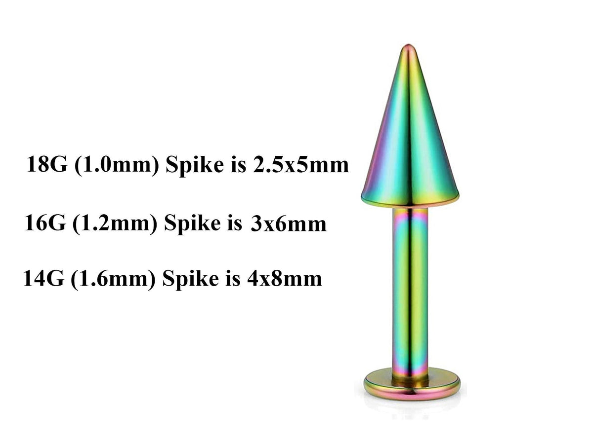 Rainbow Labret Stud: Surgical Steel Lip Piercing (18g, 16g, 14g)