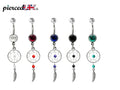 Dreamcatcher Navel Ring: Sterling Silver Dangle Belly Bar with Crystal & Stone Beads (14g)