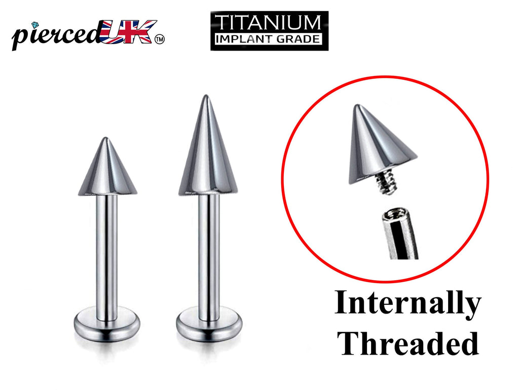 Titanium Spike Labret: 16G 14G Internally Threaded Lip Piercing