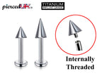 Titanium Spike Labret: 16G 14G Internally Threaded Lip Piercing