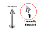 Titanium Spike Labret: 16G 14G Internally Threaded Lip Piercing