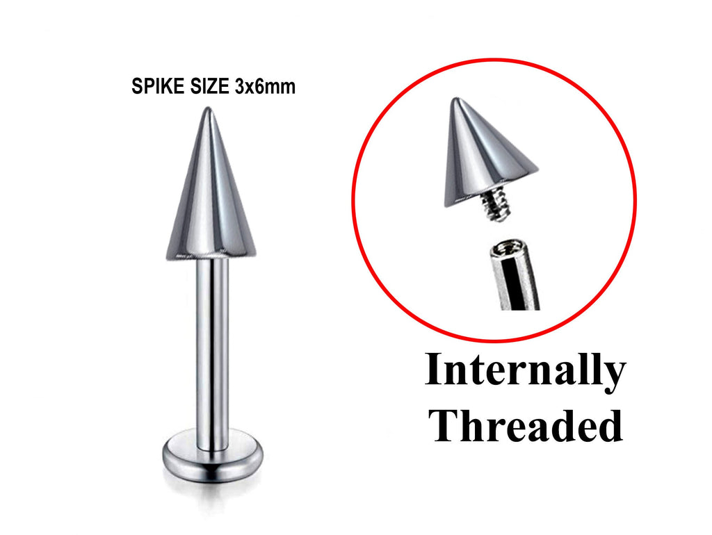Titanium Spike Labret: 16G 14G Internally Threaded Lip Piercing
