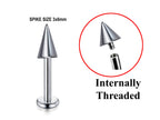 Titanium Spike Labret: 16G 14G Internally Threaded Lip Piercing