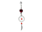 Dreamcatcher Navel Ring: Sterling Silver Dangle Belly Bar with Crystal & Stone Beads (14g)