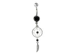 Dreamcatcher Navel Ring: Sterling Silver Dangle Belly Bar with Crystal & Stone Beads (14g)