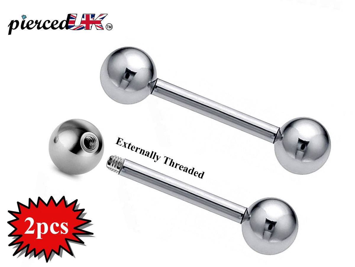 Surgical Steel Barbell Piercing: Industrial Barbell Stud (2pcs)