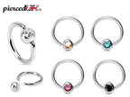 Surgical Steel Captive Bead Ring: Gem Ball Closure for Septum, Lip, Nipple