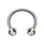 Titanium Multi Stone Nose Ring: 16G, 14G Circular Barbell