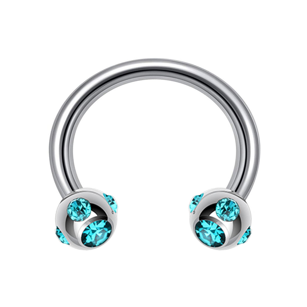 Titanium Multi Stone Nose Ring: 16G, 14G Circular Barbell