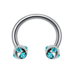 Titanium Multi Stone Nose Ring: 16G, 14G Circular Barbell