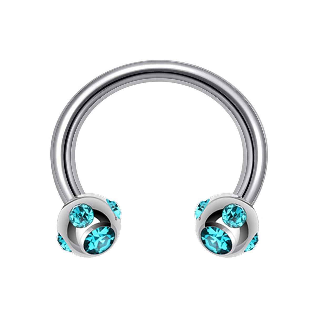 Titanium Multi Stone Nose Ring: 16G, 14G Circular Barbell