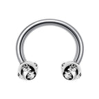 Titanium Multi Stone Nose Ring: 16G, 14G Circular Barbell