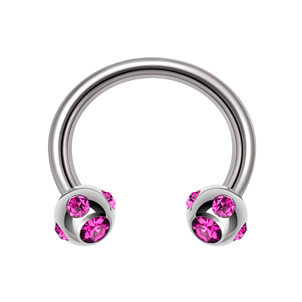 Titanium Multi Stone Nose Ring: 16G, 14G Circular Barbell
