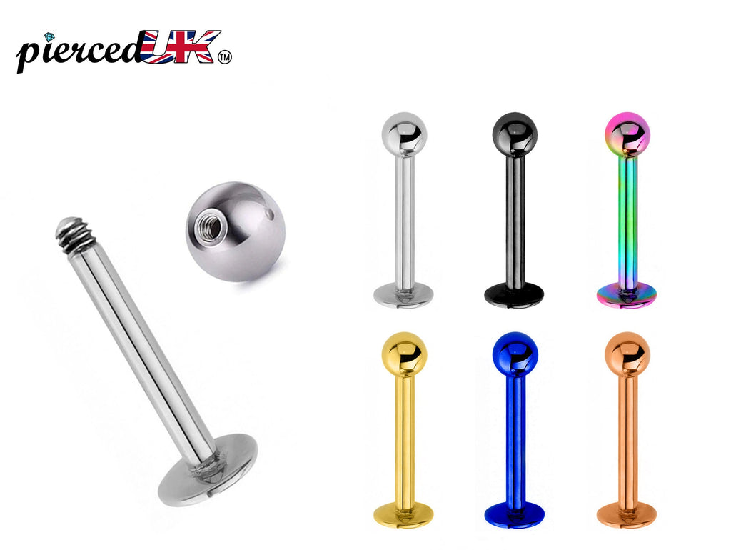 Surgical Steel Flatback Labret Stud: Lip Piercing Jewelry (18g, 16g, 14g)
