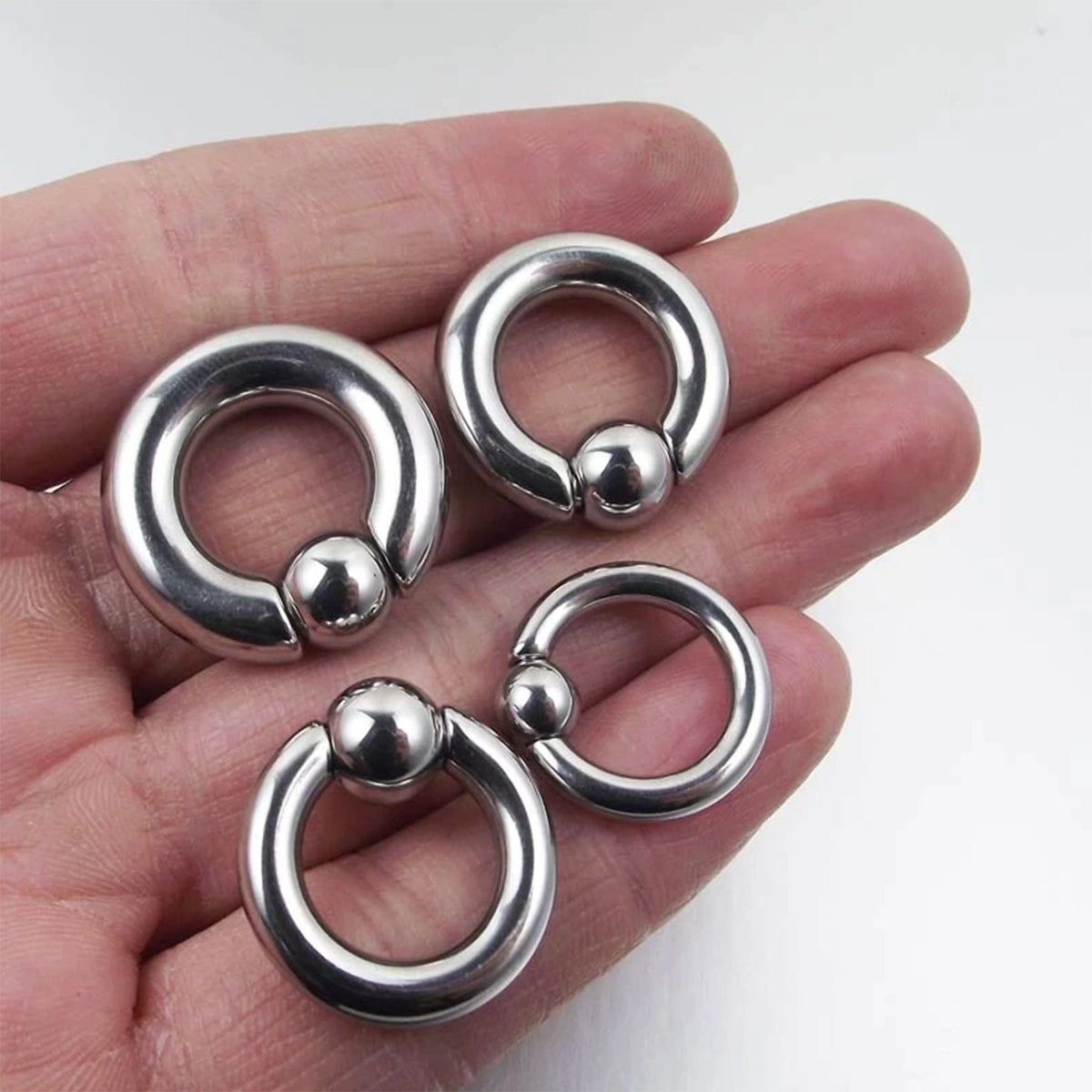 Surgical Steel Captive Bead Ring: Ear, Septum, Lip, Nipple Piercing (18g-0g)