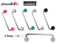 Titanium Dermal Piercing, Staple Barbell - Surface Barbell with Disco Ball Top Gem Multi Crystal