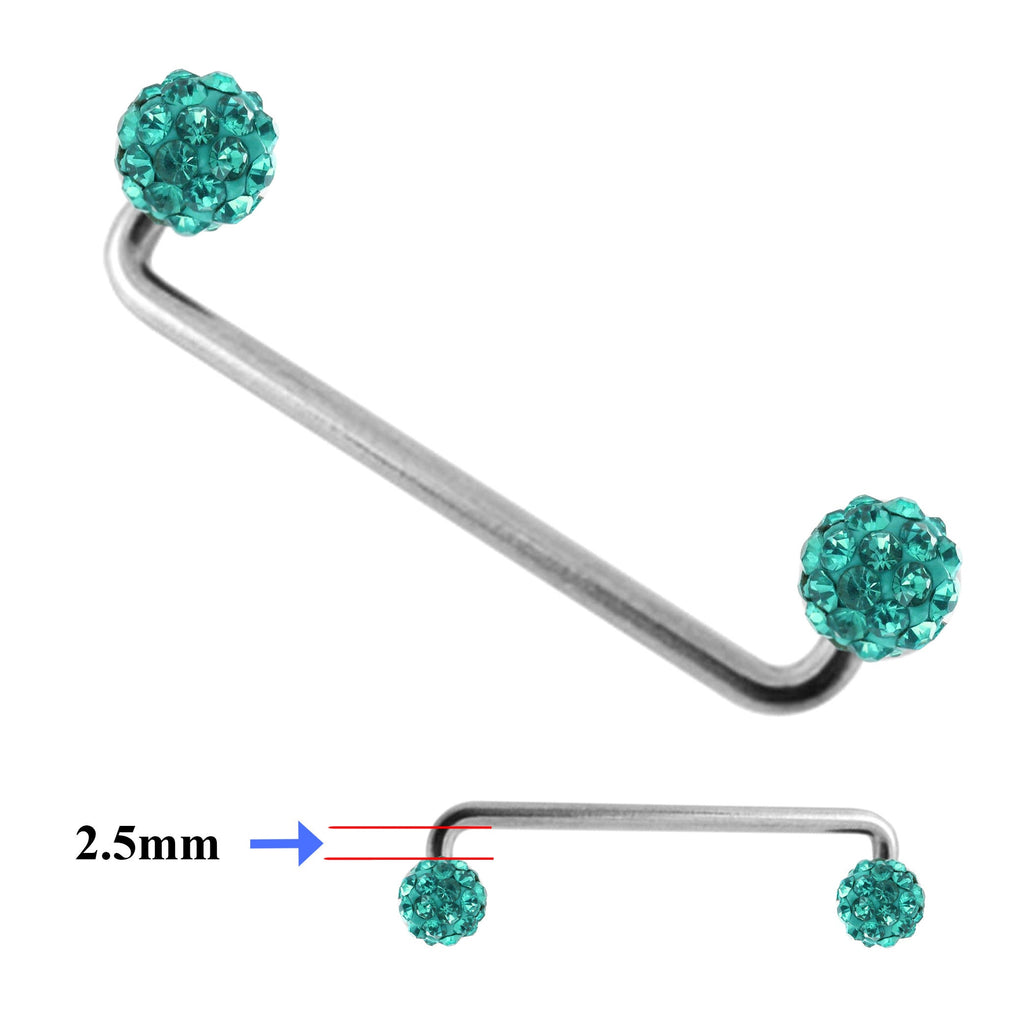 Titanium Dermal Piercing, Staple Barbell - Surface Barbell with Disco Ball Top Gem Multi Crystal