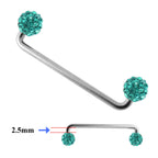 Titanium Dermal Piercing, Staple Barbell - Surface Barbell with Disco Ball Top Gem Multi Crystal