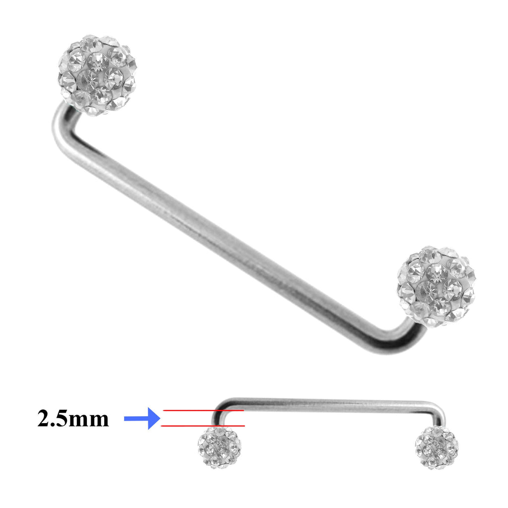 Titanium Dermal Piercing, Staple Barbell - Surface Barbell with Disco Ball Top Gem Multi Crystal