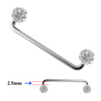 Titanium Dermal Piercing, Staple Barbell - Surface Barbell with Disco Ball Top Gem Multi Crystal